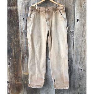 Carhartt Distressed Original Duck Canvas Dungaree Work Pants B11 BRN, 36 x 34